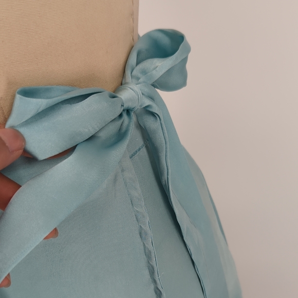 30001 Intimately Free People Satin Wrap Maxi Skirt Blue size XS bohemian coastal - Picture 4 of 9